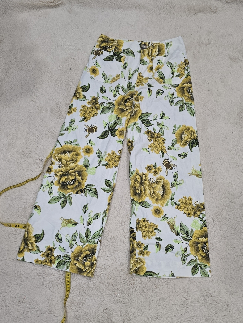 Floral Wide-Leg Pants in Yellow